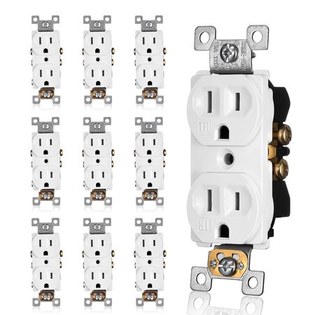 FAITH Duplex Receptacle Outlet, Tamper-Resistant 3-Prong Outlet, 15A 125V, UL Listed, White, 10PK SSRE2TR-WH-10